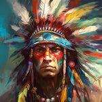 Colourful native american chief cross stitch kit for beginners