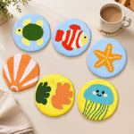 Colourful ocean theme punch needle coasters used for home decoration