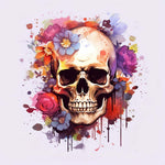 Colourful paint splatter floral skull cross stitch kit for beginners