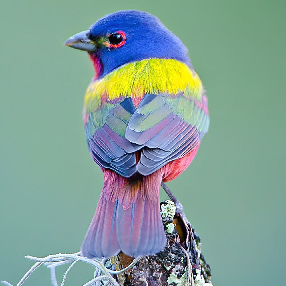 Colourful painted bunting bird cross stitch kit for beginners