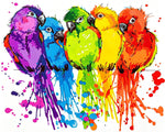 Colourful parrots splatter art paint by numbers kit for beginners