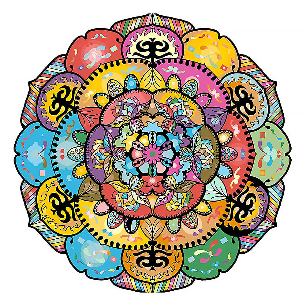 Colourful patchwork style mandala cross stitch kit for beginners