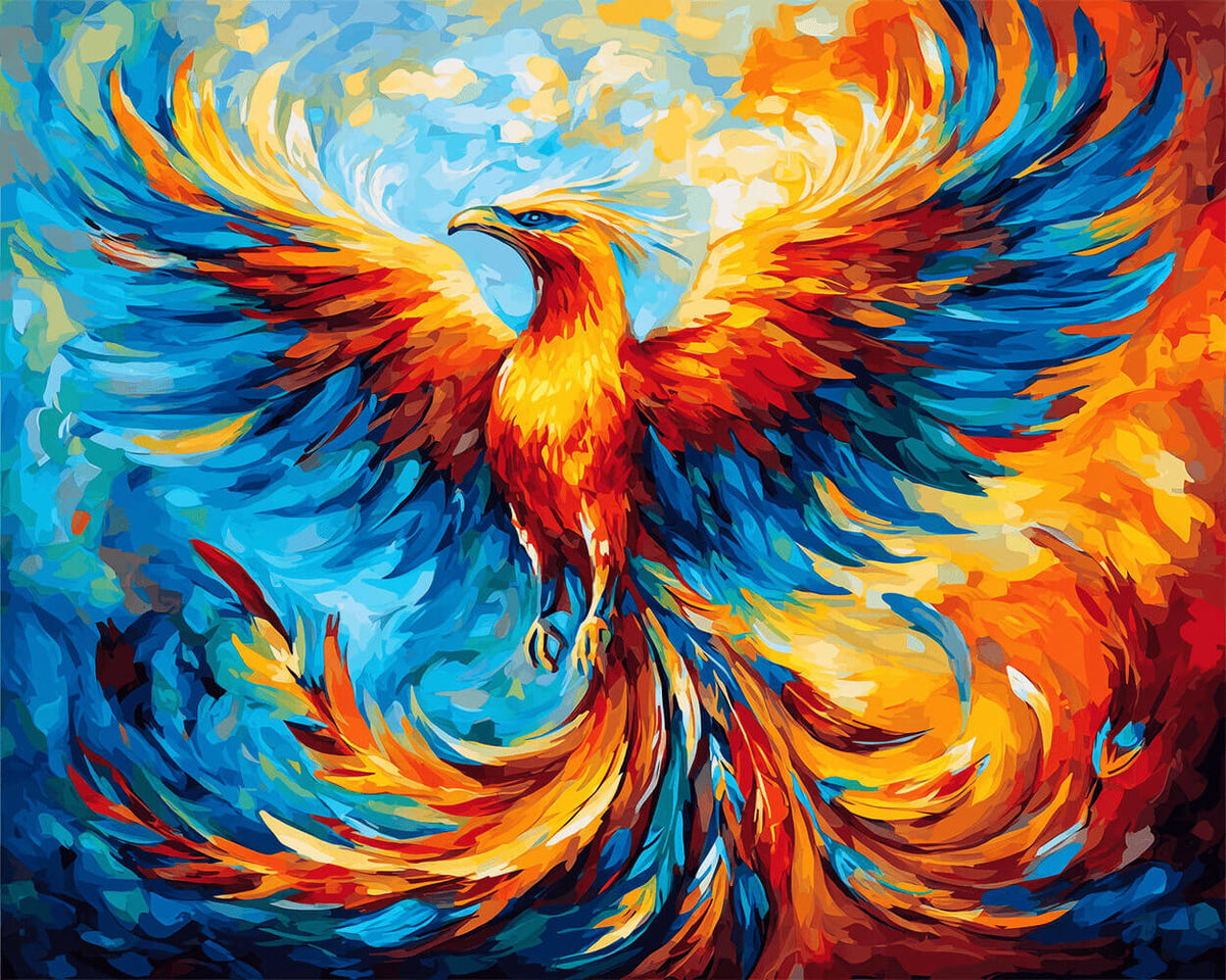 Colourful phoenix rising cross stitch kit for beginners