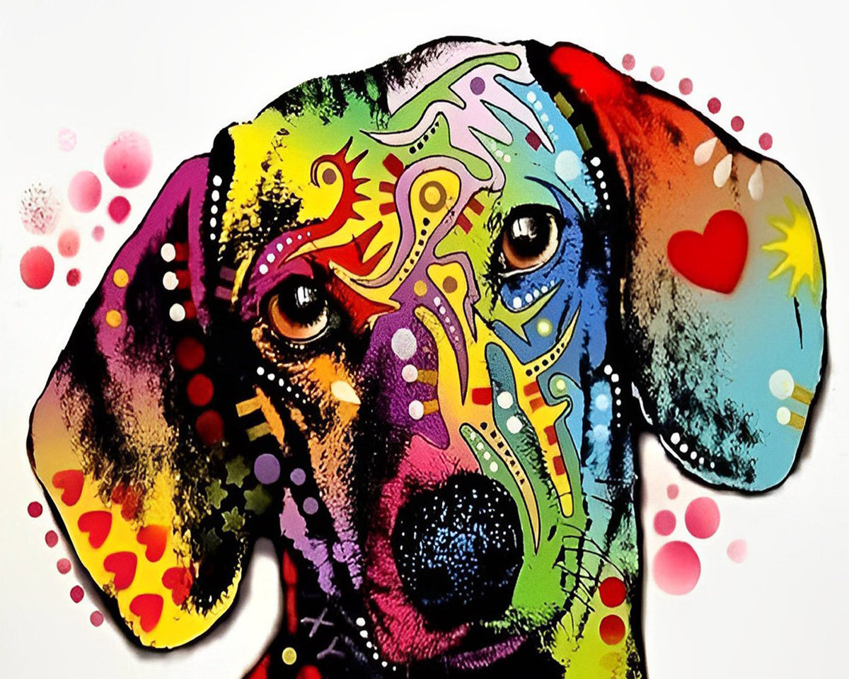 Colourful pop art beagle portrait cross stitch kit for beginners