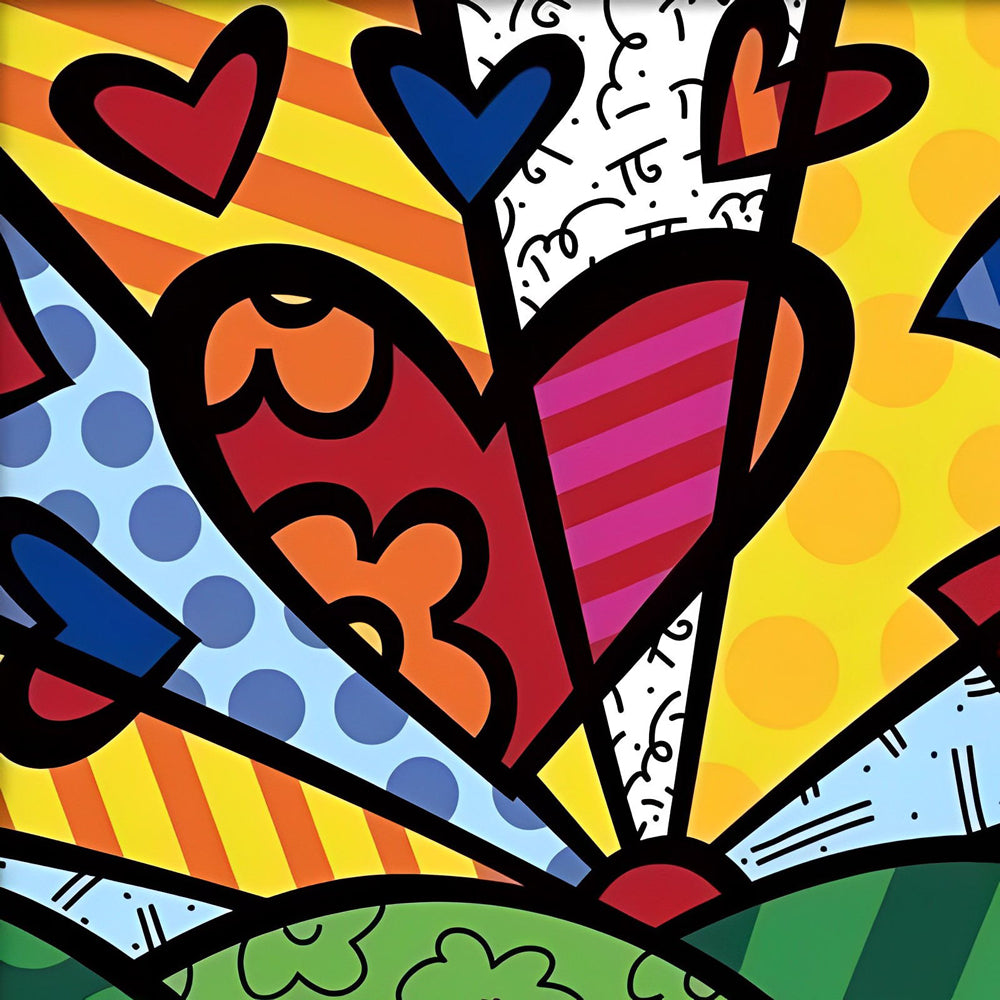 Colourful pop art cartoon hearts cross stitch kit for beginners