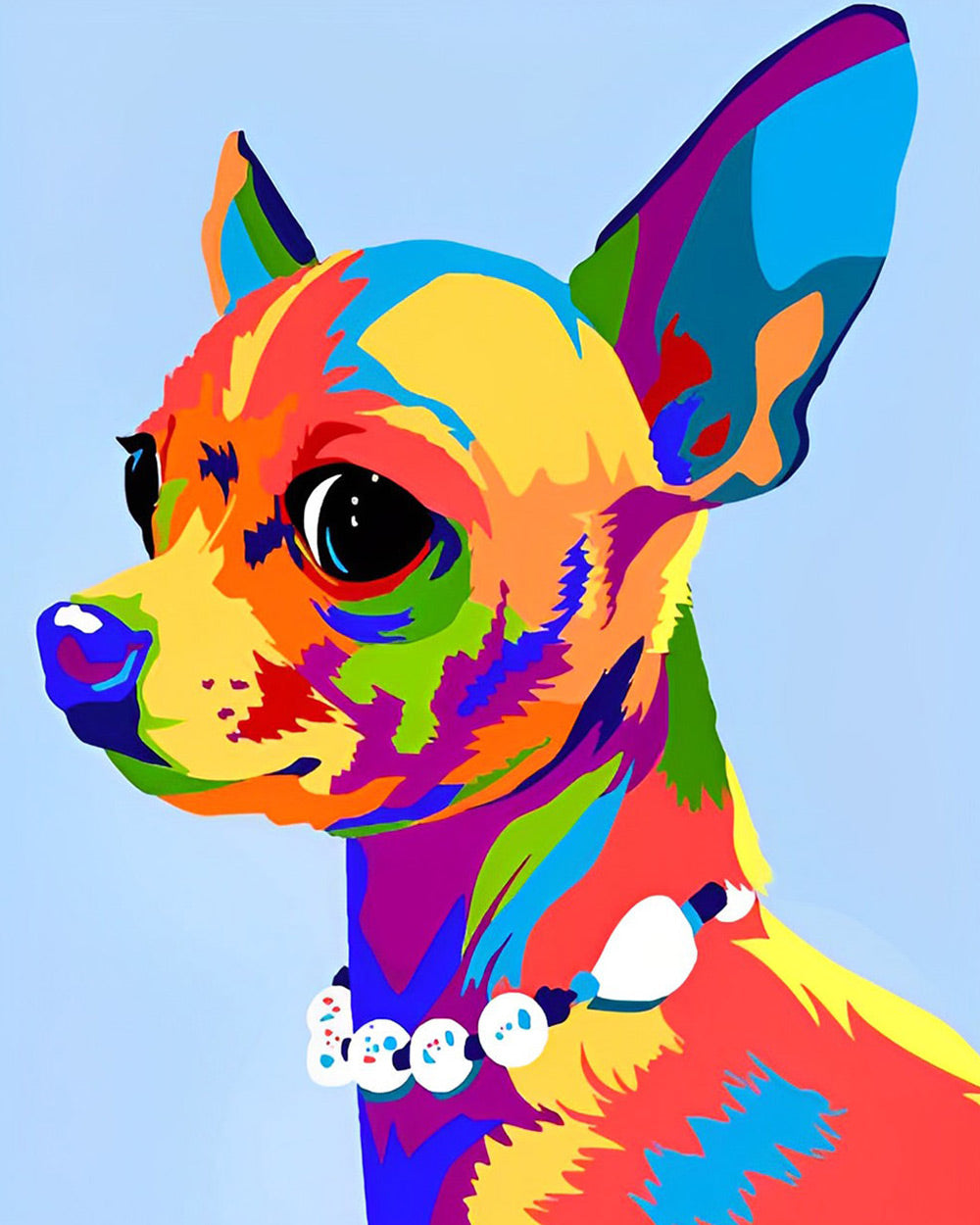 Colourful pop art chihuahua cross stitch kit for beginners