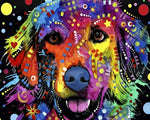 Colourful pop art dog with doodles cross stitch kit for beginners