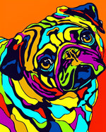 Colourful pop art pug cross stitch kit for beginners