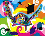 Colourful pop art sea turtle cross stitch kit for beginners