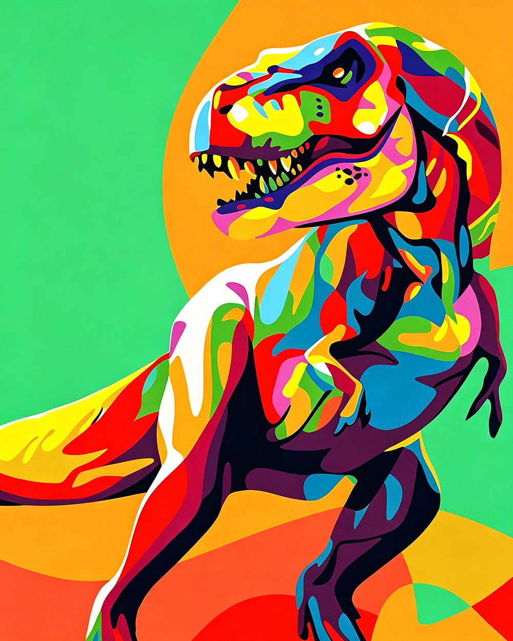 Colourful pop art t rex dinosaur cross stitch kit for beginners