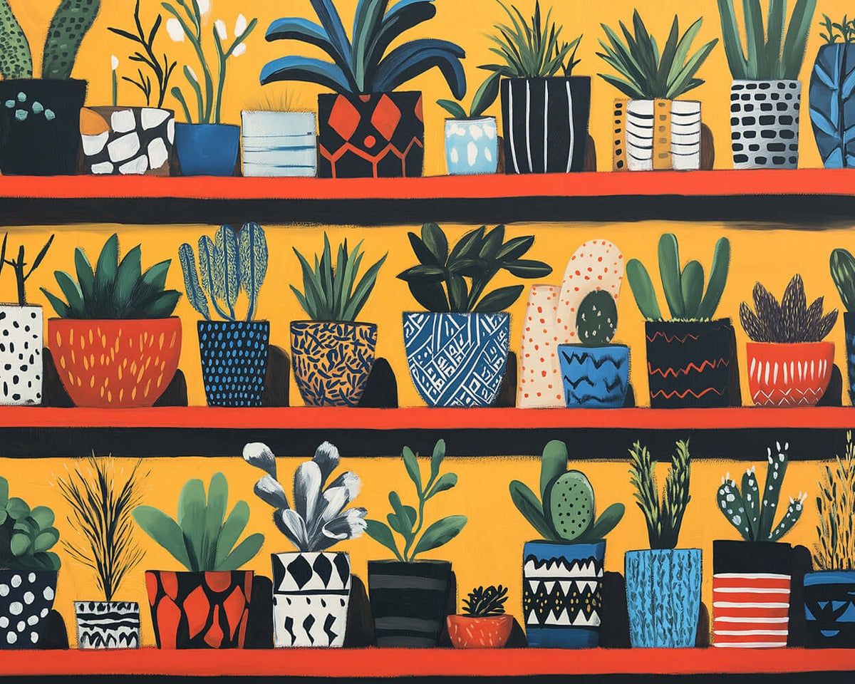 Colourful potted cacti and succulents paint by numbers kit for beginners