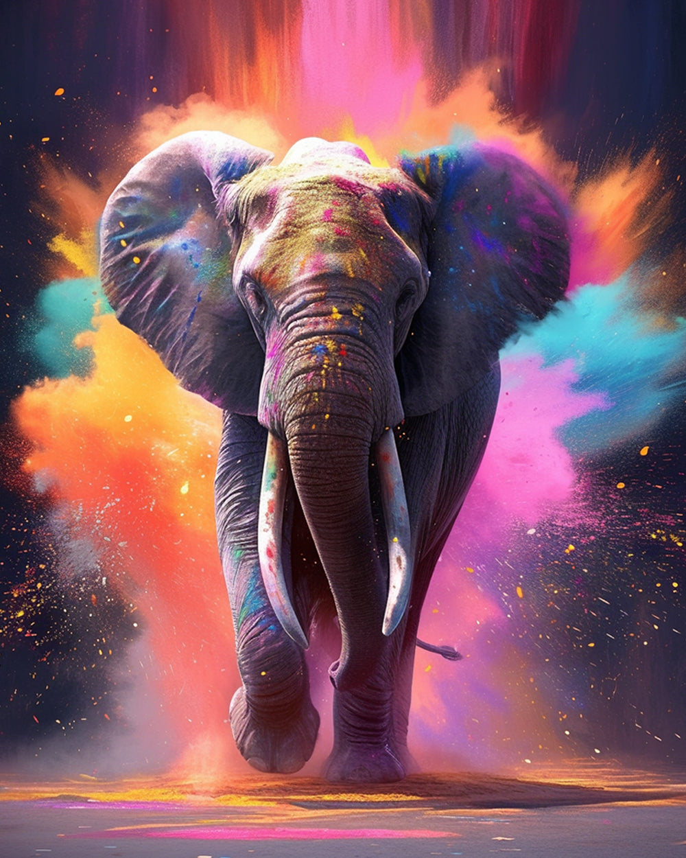 Colourful powder elephant cross stitch kit for beginners