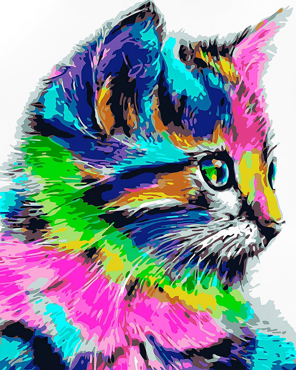 Colourful rainbow cat cross stitch kit for beginners