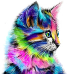Colourful rainbow cat profile paint by numbers kit for beginners