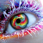 Colourful rainbow eye close up cross stitch kit for beginners