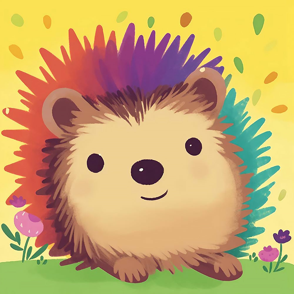 Colourful rainbow hedgehog cross stitch kit for beginners