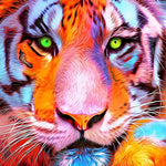 Colourful rainbow tiger portrait cross stitch kit for beginners