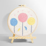 Colourful round flowers punch needle kit for beginners