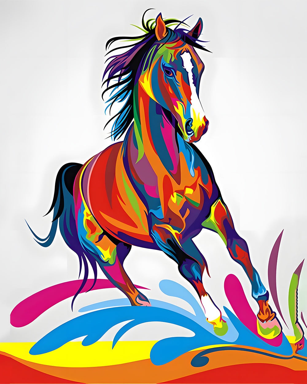 Colourful running horse cross stitch kit for beginners