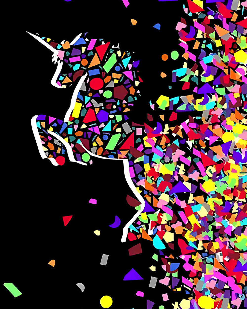 Colourful shattered unicorn cross stitch kit for beginners