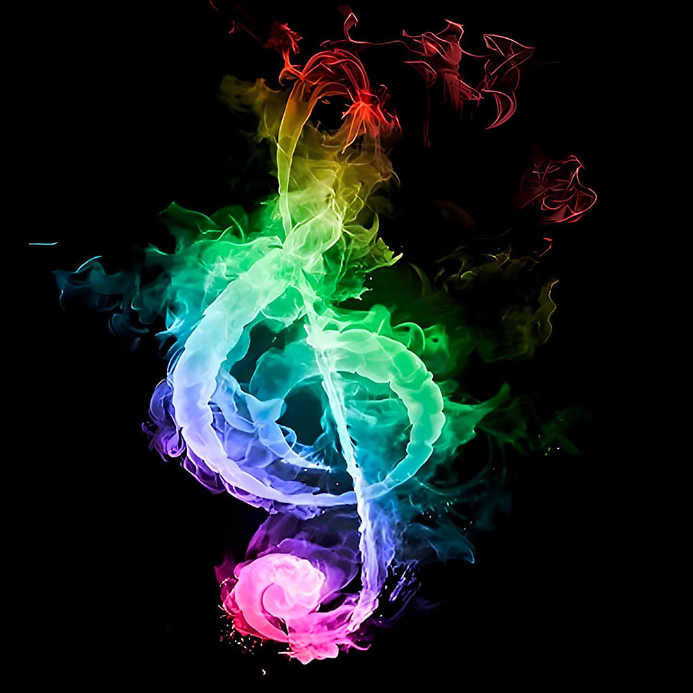 Colourful smoke treble clef cross stitch kit for beginners