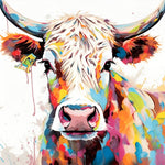 Colourful splash highland cow cross stitch kit for beginners