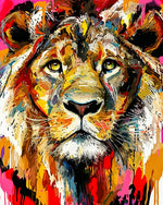 Colourful splash lion cross stitch kit for beginners
