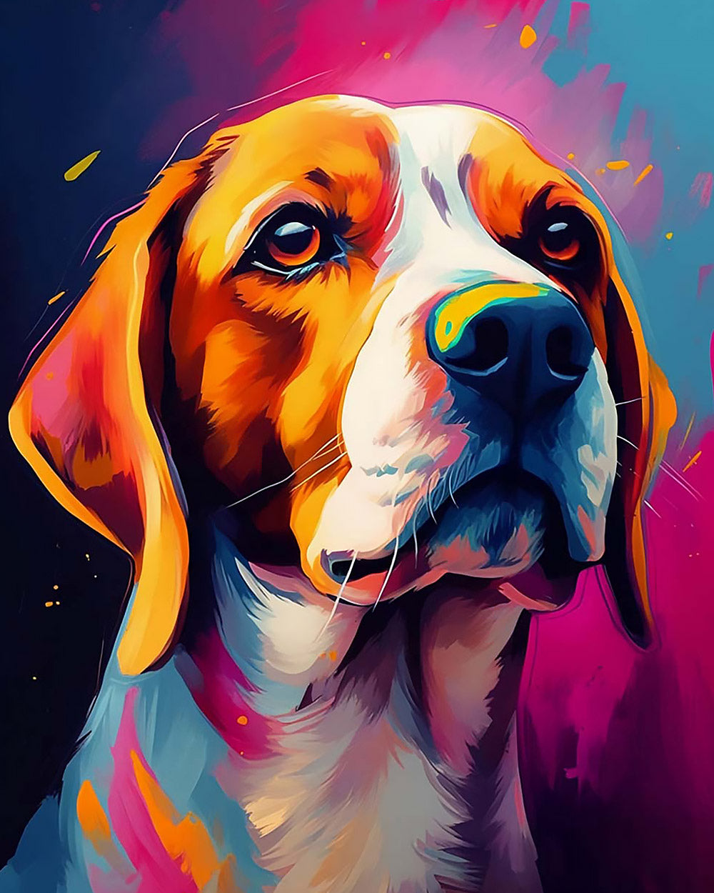 Colourful splatter beagle cross stitch kit for beginners