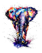 Colourful splatter elephant on white background cross stitch kit for beginners
