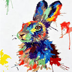 Colourful splatter hare paint by numbers kit for beginners