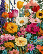 Colourful spring flowers cross stitch kit for beginners