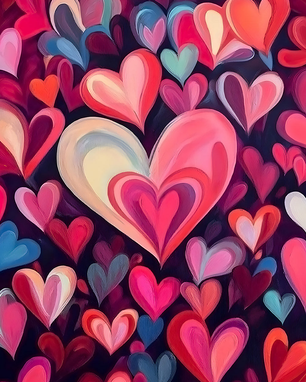 Colourful stacked hearts cross stitch kit for beginners