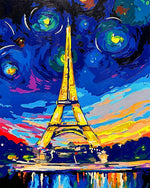 Colourful starry night eiffel tower cross stitch kit for beginners