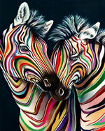 Colourful striped zebras paint by numbers kit for beginners