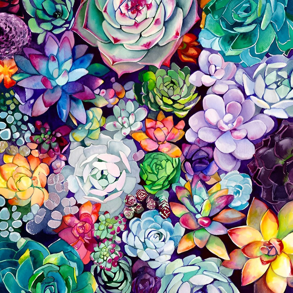 Colourful succulent plants pattern cross stitch kit for beginners