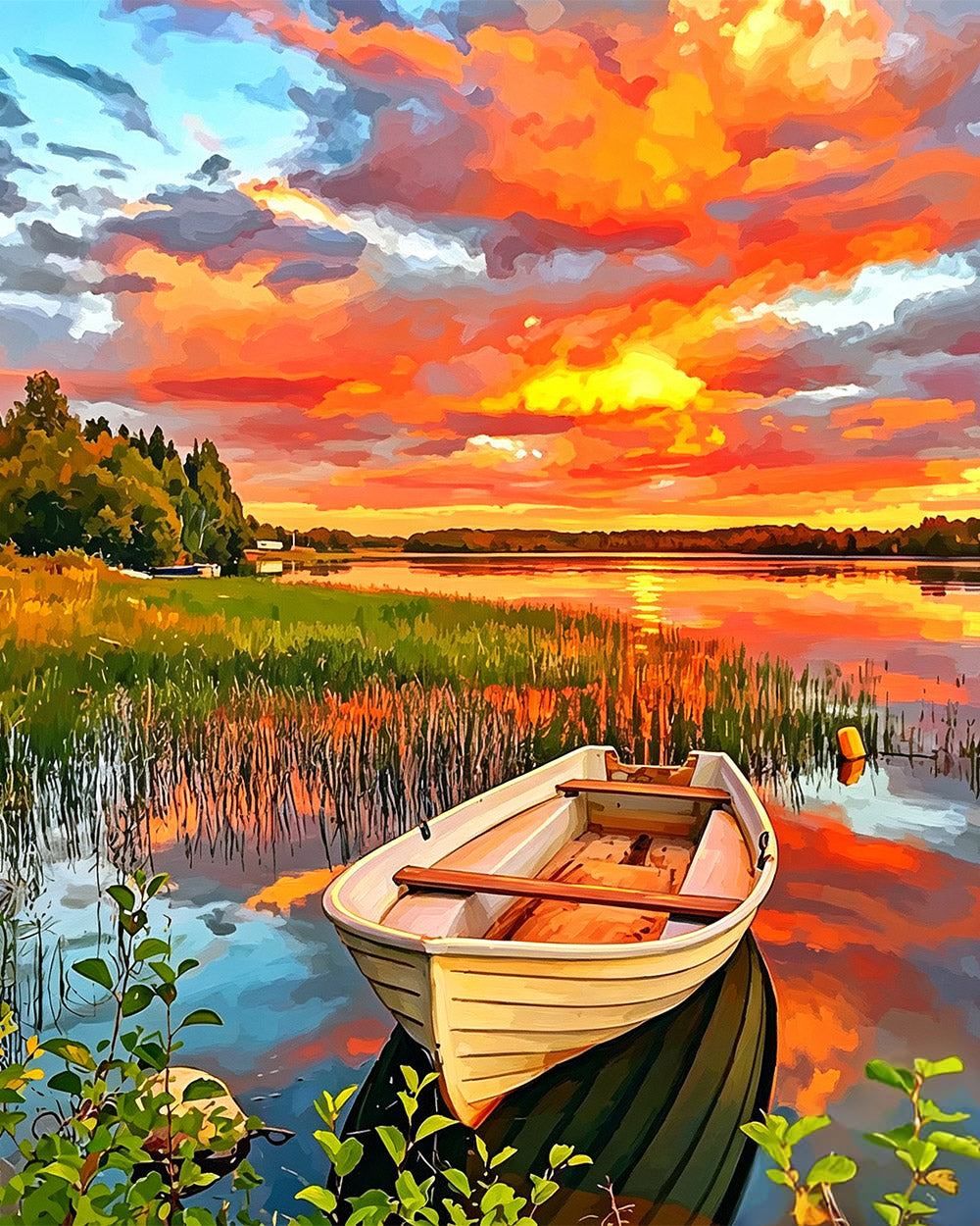 Colourful sunset boat cross stitch kit for beginners