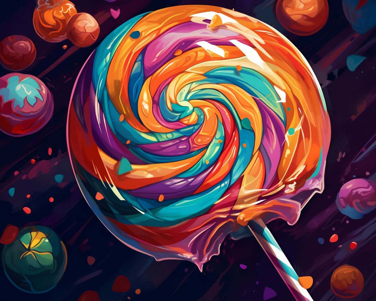 Colourful swirl lollipop cross stitch kit for beginners