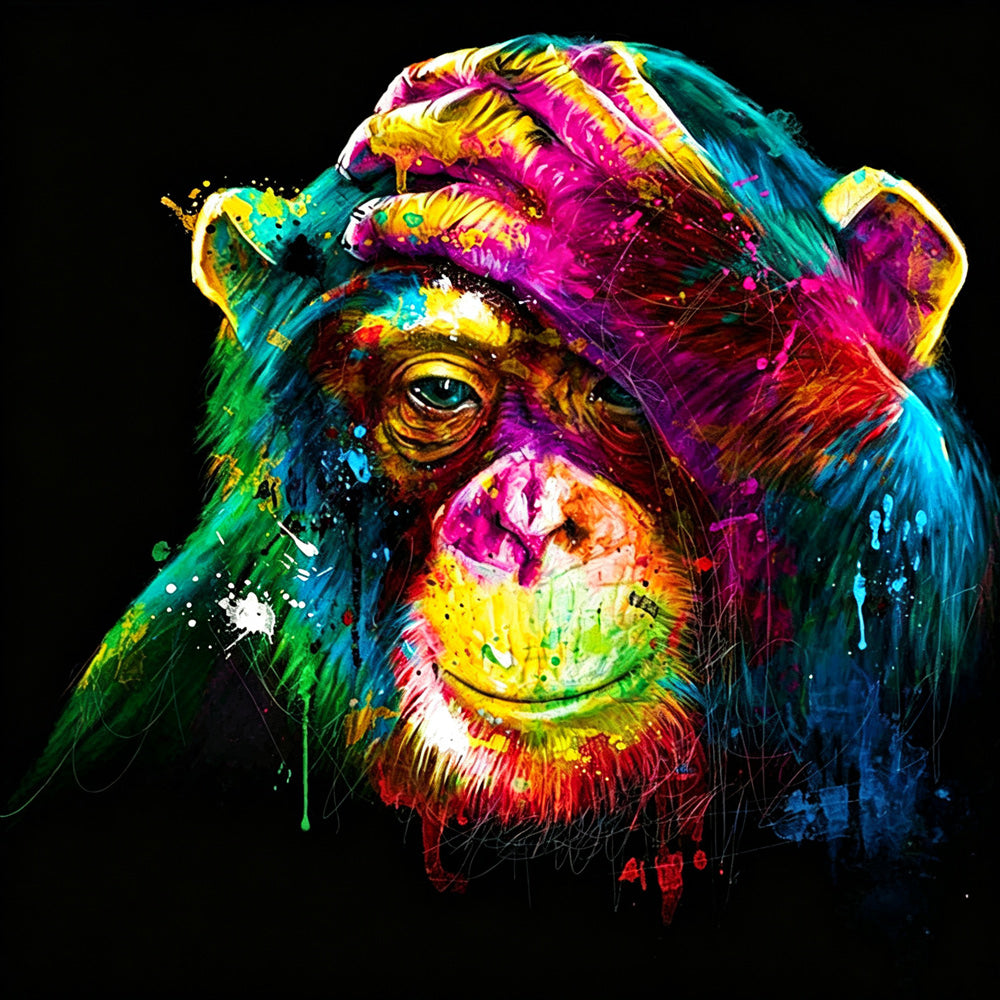Colourful thinking chimpanzee paint by numbers kit for beginners