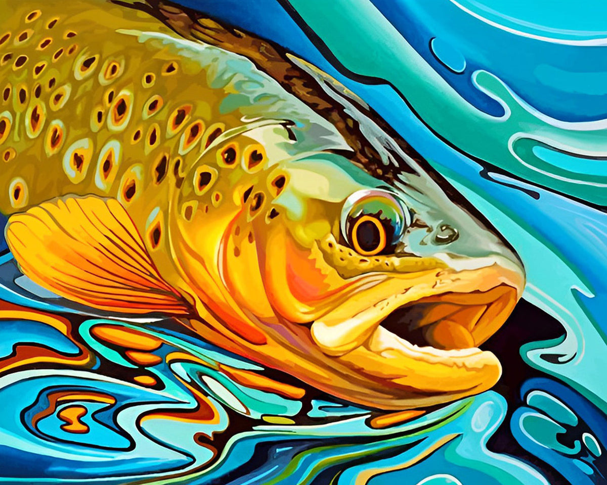 Colourful trout fish cross stitch kit for beginners