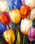 Colourful tulips cross stitch kit for beginners