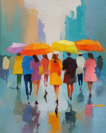 Colourful umbrellas in the rain cross stitch kit for beginners