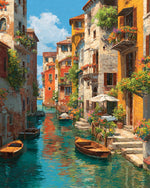 Colourful venice canal cross stitch kit for beginners