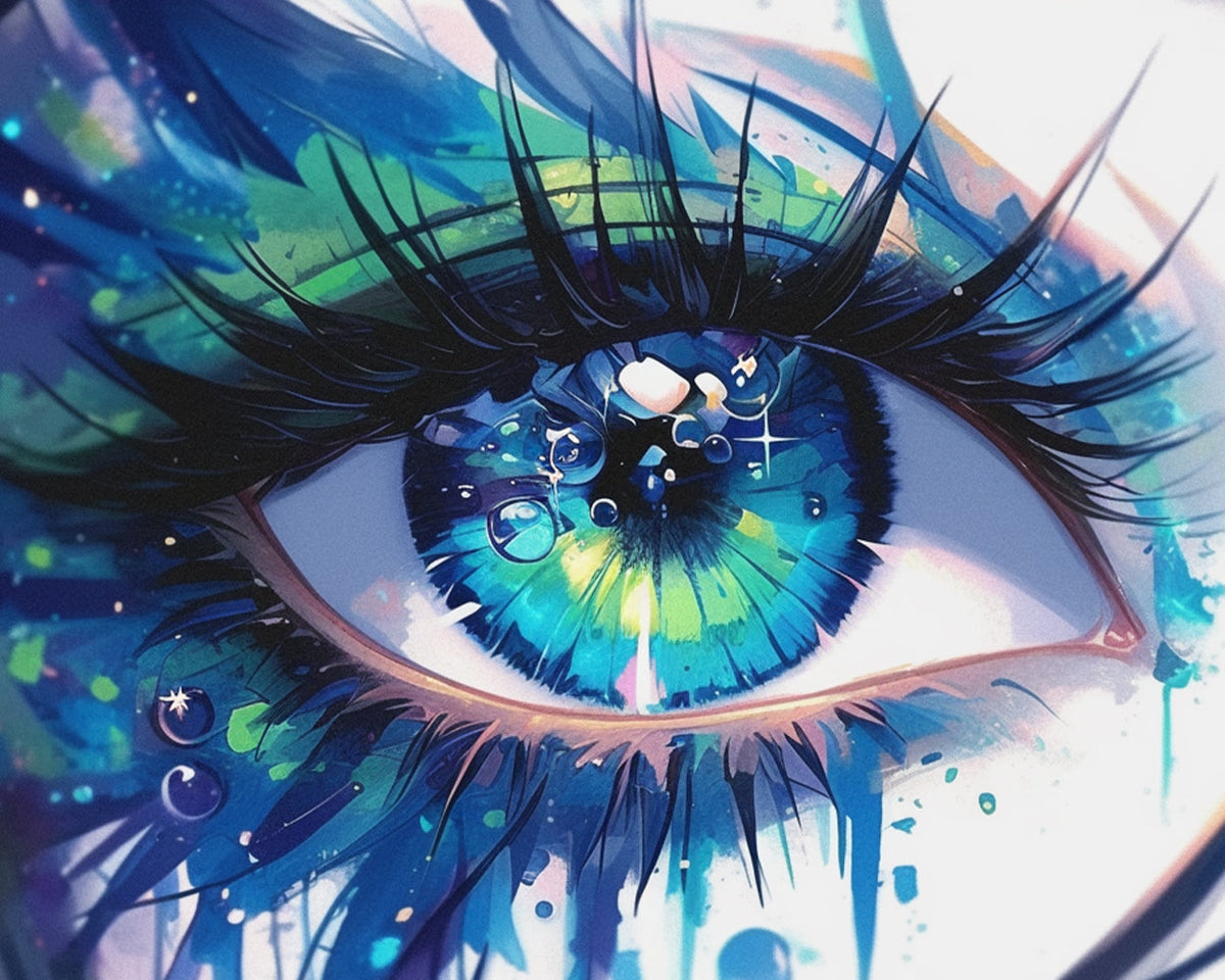 Colourful water drop eye paint by numbers kit for beginners
