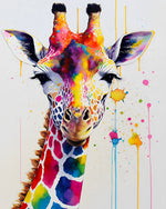 Colourful watercolour giraffe splatter cross stitch kit for beginners
