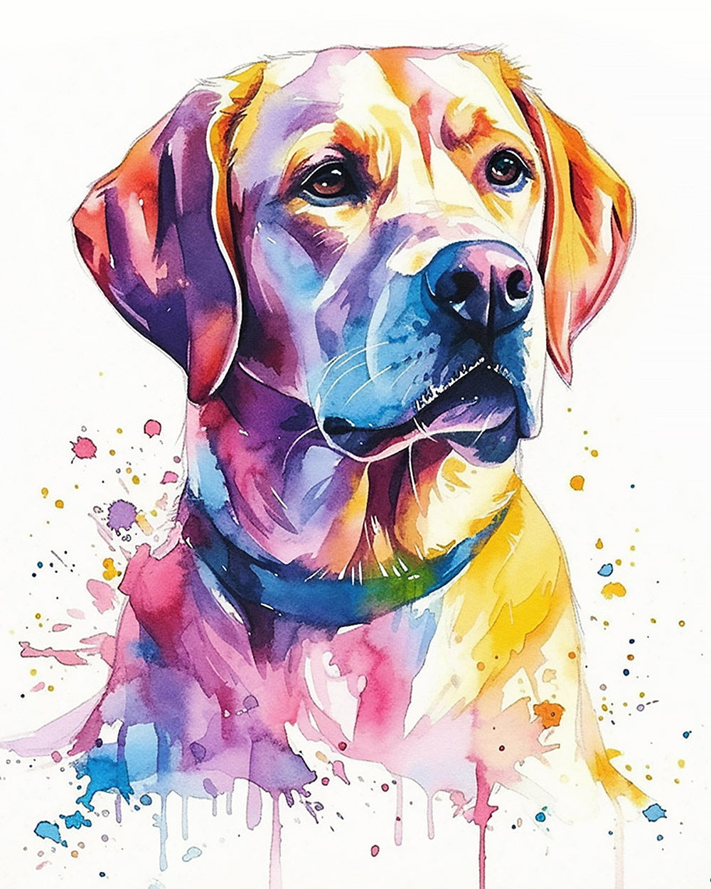 Colourful watercolour labrador cross stitch kit for beginners