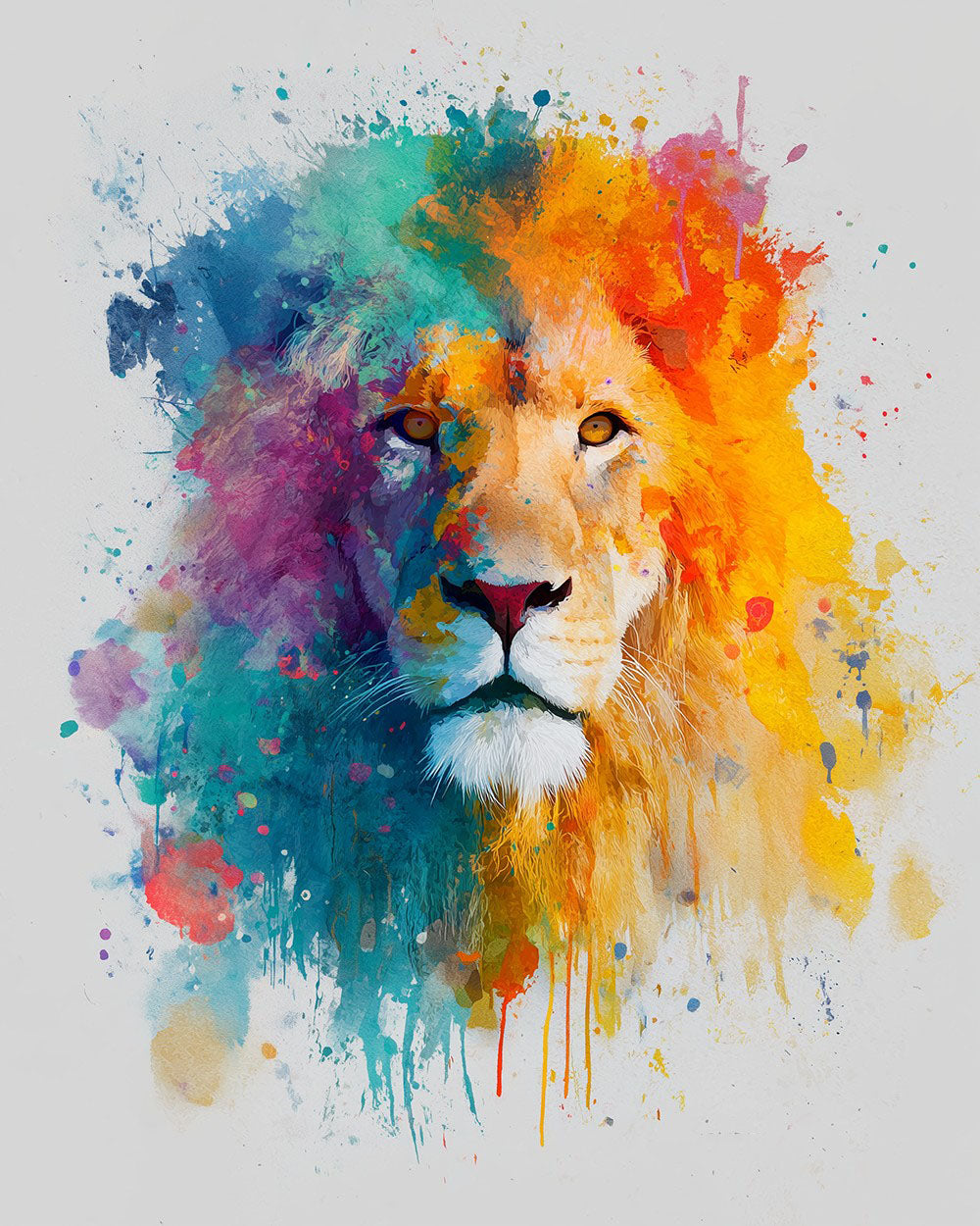Colourful watercolour lion cross stitch kit for beginners