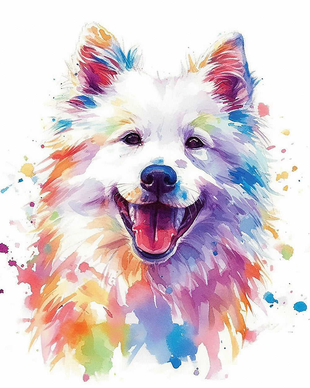 Colourful watercolour pomeranian cross stitch kit for beginners