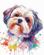 Colourful watercolour shih tzu cross stitch kit for beginners