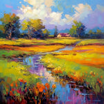 Colourful wetland landscape cross stitch kit for beginners