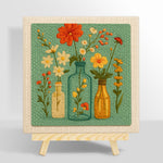 Colourful wildflowers in the glass bottles punch needle kit for beginners